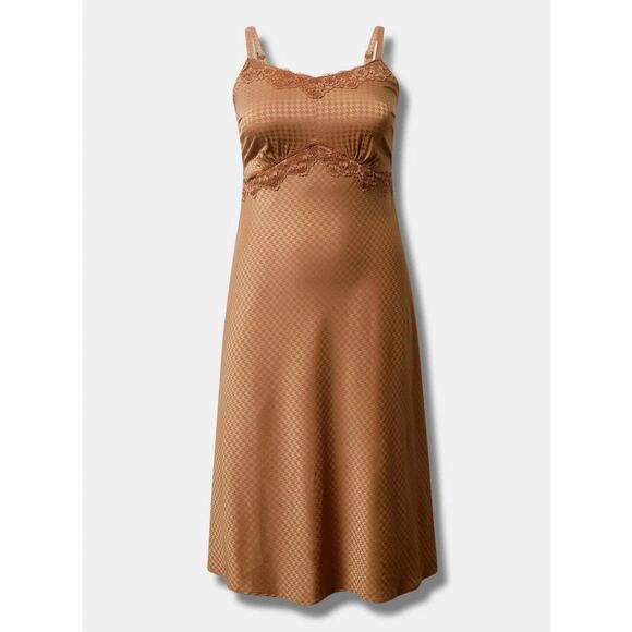 Torrid Tea Length Woven Jacquard Lace Trim Cami Maxi Dress Womens Plus Sz 1 - Picture 8 of 10